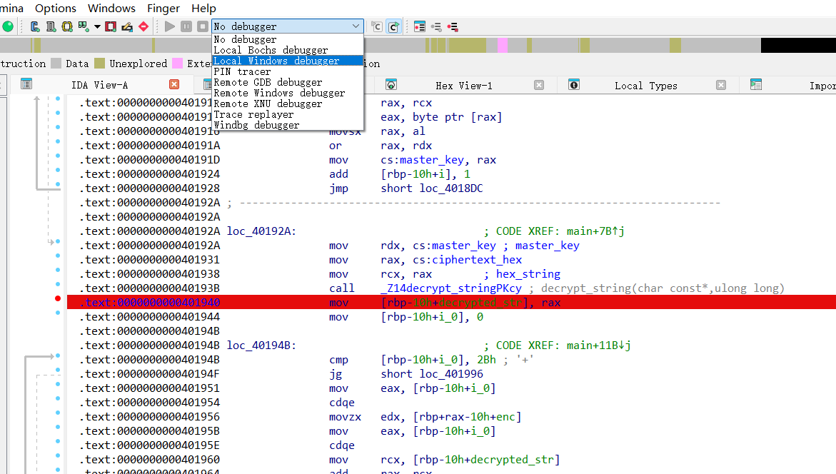 local windows debugger